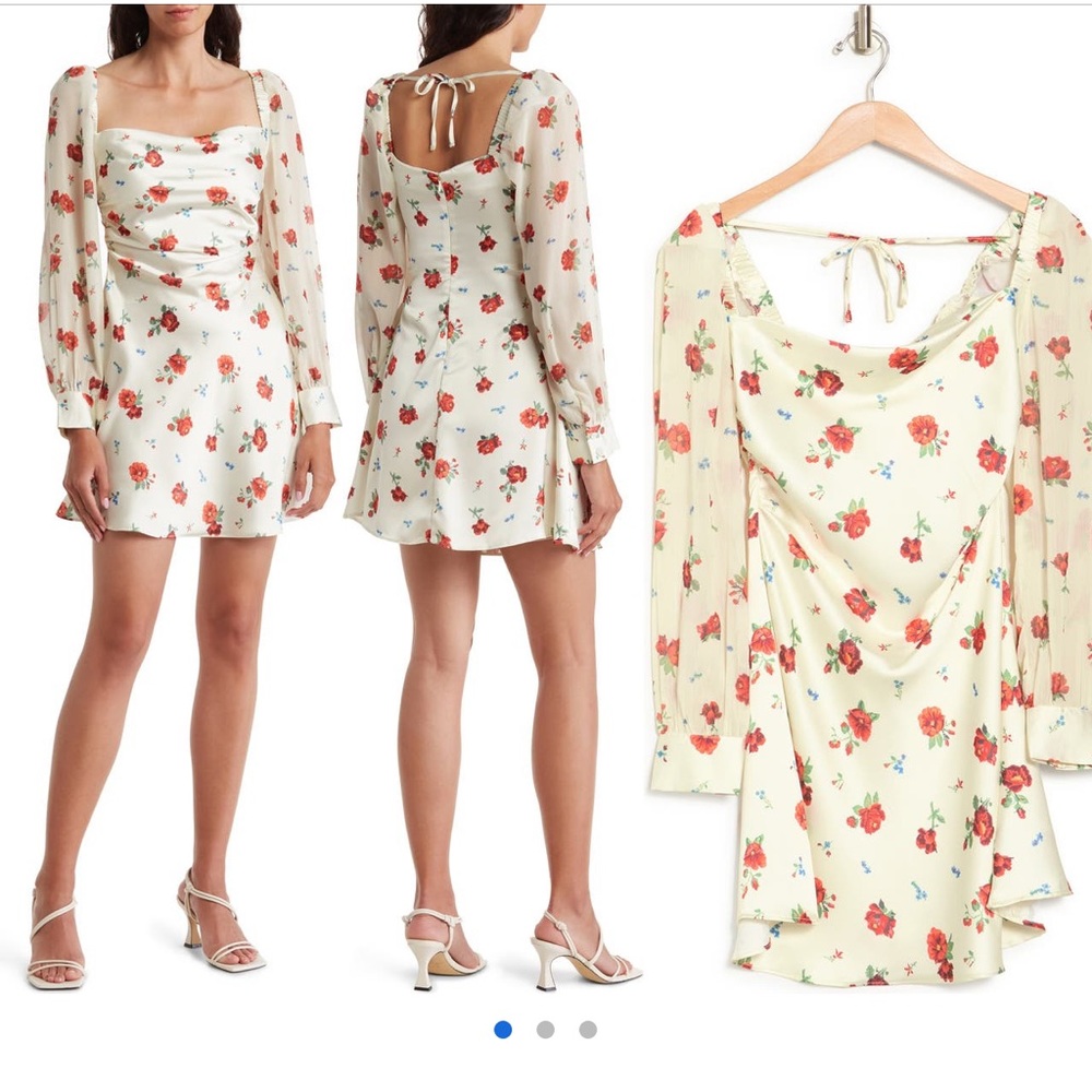 We Wore What Floral Long Sleeve Mini Dress